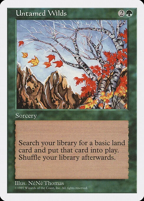 Untamed Wilds, carta Magic di tipo Sorcery illustrata da NéNé Thomas