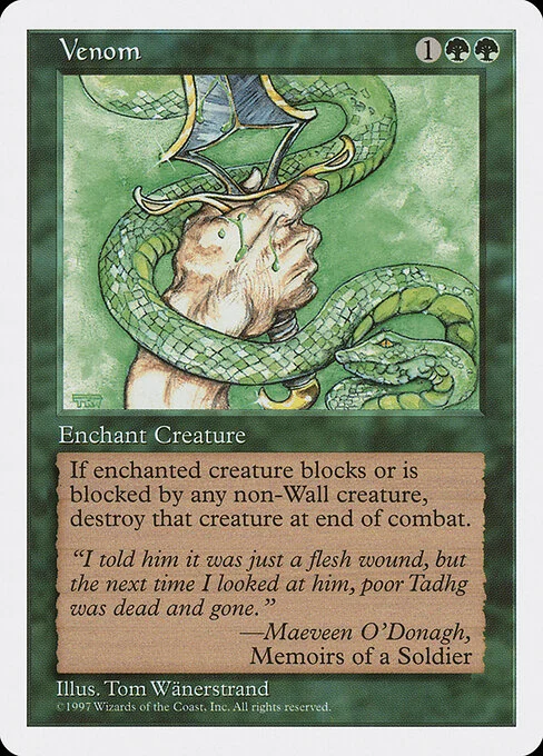 Venom, carta Magic di tipo Enchantment — Aura illustrata da Tom Wänerstrand