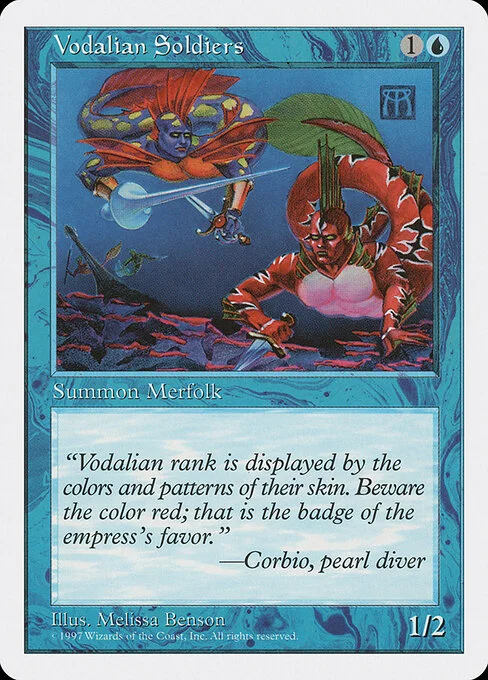 Vodalian Soldiers, carta Magic di tipo Creature — Merfolk Soldier illustrata da Melissa A. Benson