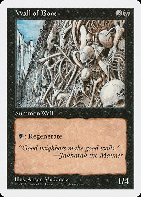 Wall of Bone, carta Magic di tipo Creature — Skeleton Wall illustrata da Anson Maddocks
