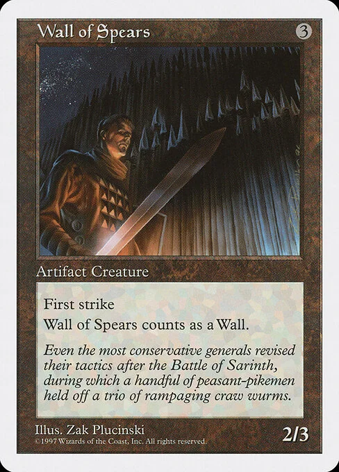 Wall of Spears, carta Magic di tipo Artifact Creature — Wall illustrata da Zak Plucinski