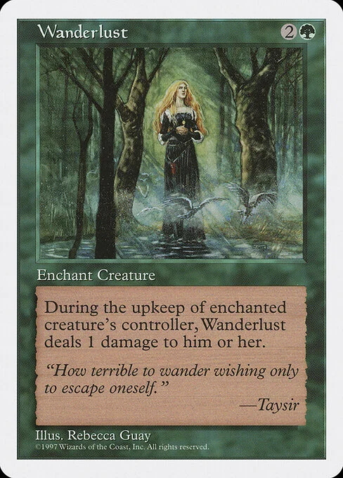 Wanderlust, carta Magic di tipo Enchantment — Aura illustrata da Rebecca Guay