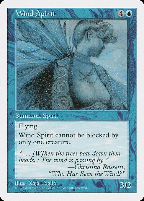 Wind Spirit, carta Magic di tipo Creature — Elemental Spirit illustrata da Kaja Foglio