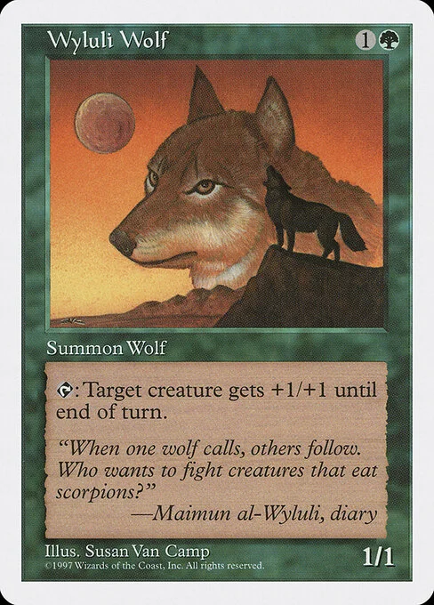 Wyluli Wolf, carta Magic di tipo Creature — Wolf illustrata da Susan Van Camp