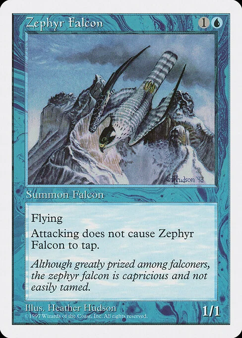 Zephyr Falcon, carta Magic di tipo Creature — Bird illustrata da Heather Hudson