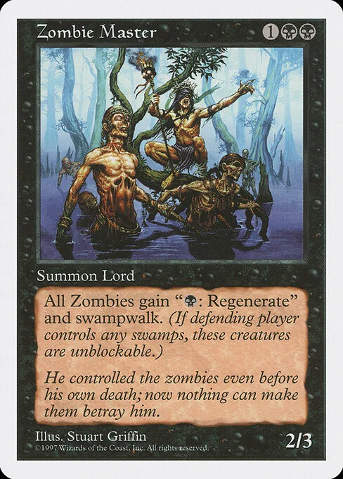 Zombie Master, carta Magic di tipo Creature — Zombie illustrata da Stuart Griffin