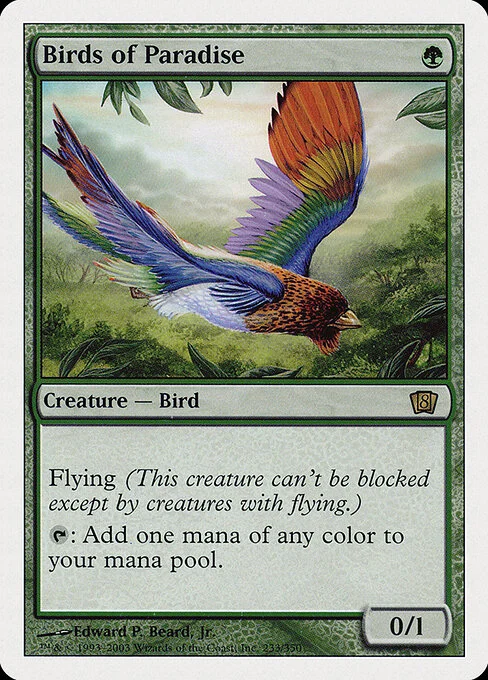 Birds of Paradise, carta Magic di tipo Creature — Bird illustrata da Edward P. Beard, Jr.