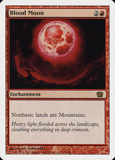 Blood Moon, carta Magic di tipo Enchantment illustrata da Franz Vohwinkel