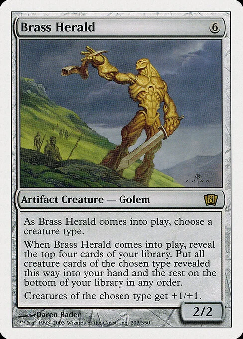 Brass Herald, carta Magic di tipo Artifact Creature — Golem illustrata da Daren Bader