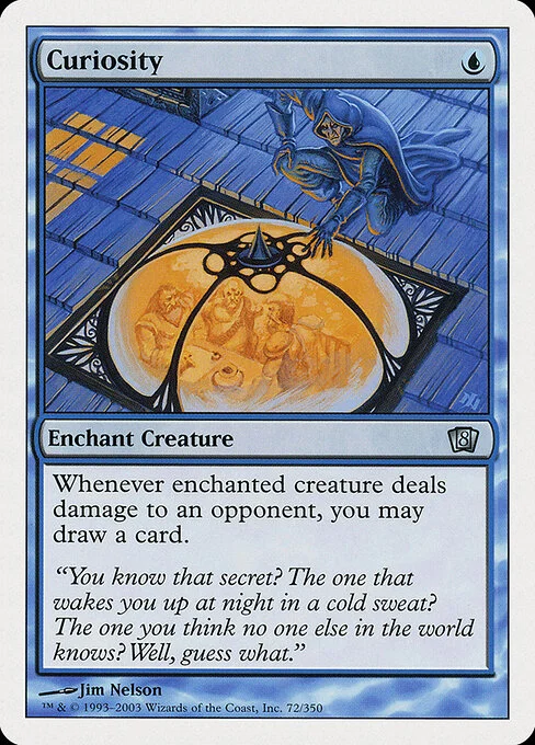 Curiosity, carta Magic di tipo Enchantment — Aura illustrata da Jim Nelson