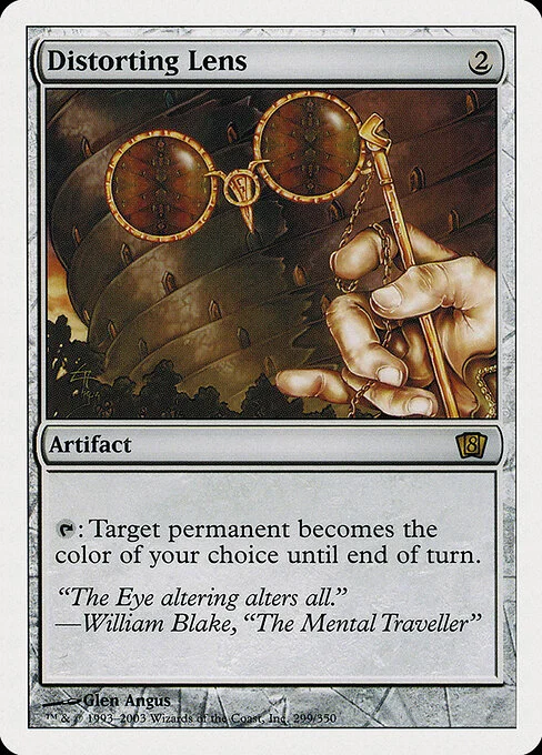 Distorting Lens, carta Magic di tipo Artifact illustrata da Glen Angus