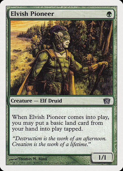 Elvish Pioneer, carta Magic di tipo Creature — Elf Druid illustrata da Thomas M. Baxa