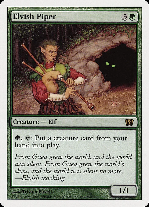 Elvish Piper, carta Magic di tipo Creature — Elf Shaman illustrata da Tristan Elwell