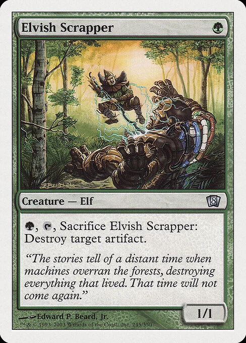 Elvish Scrapper, carta Magic di tipo Creature — Elf illustrata da Edward P. Beard, Jr.