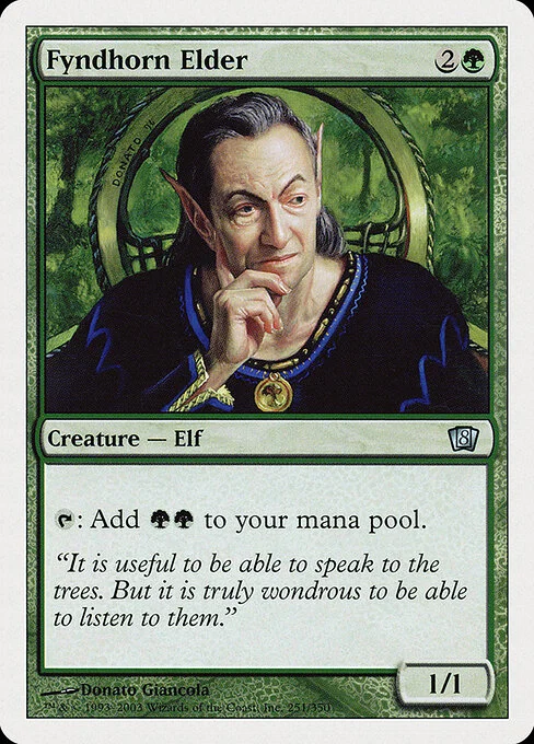 Fyndhorn Elder, carta Magic di tipo Creature — Elf Druid illustrata da Donato Giancola