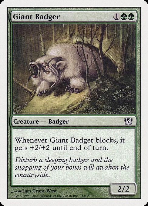 Giant Badger, carta Magic di tipo Creature — Badger illustrata da Lars Grant-West