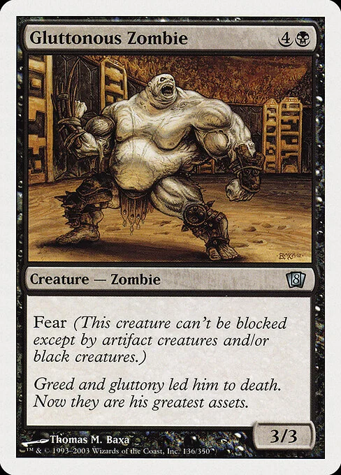 Gluttonous Zombie, carta Magic di tipo Creature — Zombie illustrata da Thomas M. Baxa