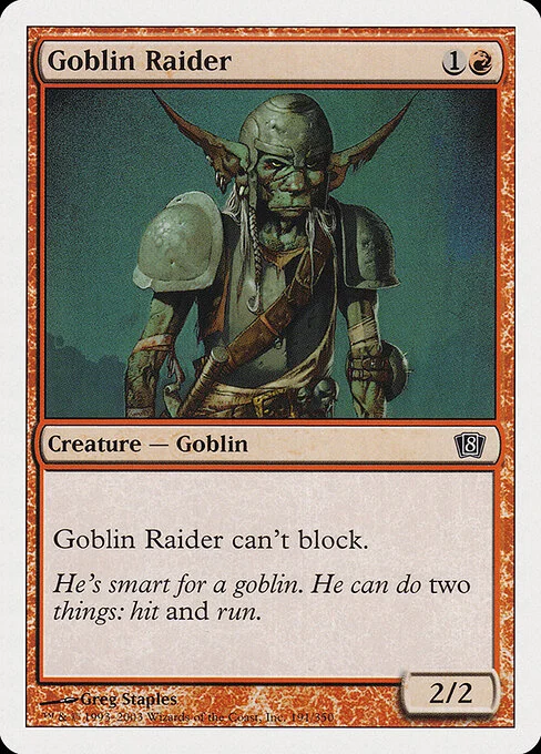 Goblin Raider, carta Magic di tipo Creature — Goblin Warrior illustrata da Greg Staples
