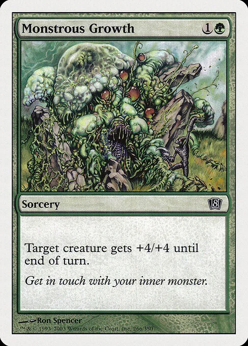 Monstrous Growth, carta Magic di tipo Sorcery illustrata da Ron Spencer