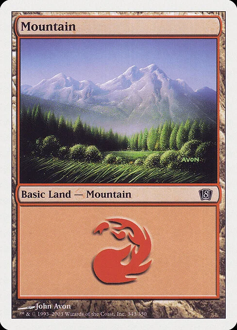 Mountain, carta Magic di tipo Basic Land — Mountain illustrata da John Avon