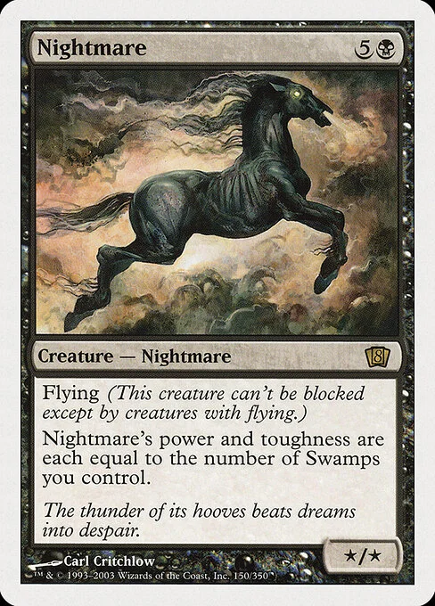 Nightmare, carta Magic di tipo Creature — Nightmare Horse illustrata da Carl Critchlow