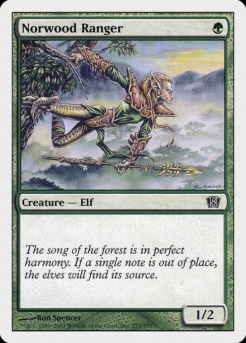 Norwood Ranger, carta Magic di tipo Creature — Elf Scout Ranger illustrata da Ron Spencer