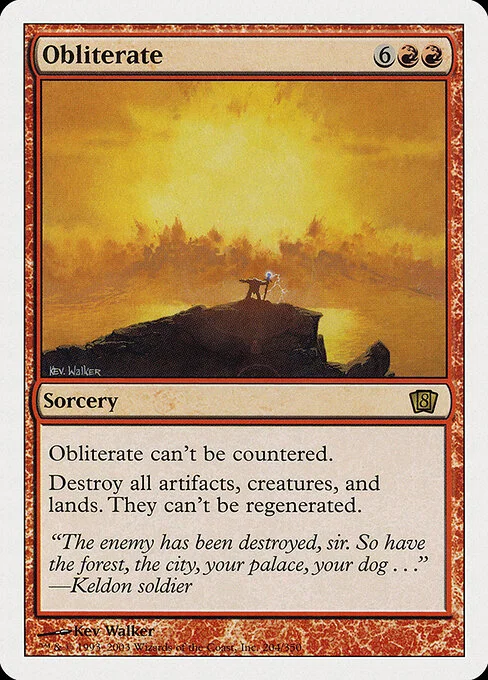 Obliterate, carta Magic di tipo Sorcery illustrata da Kev Walker
