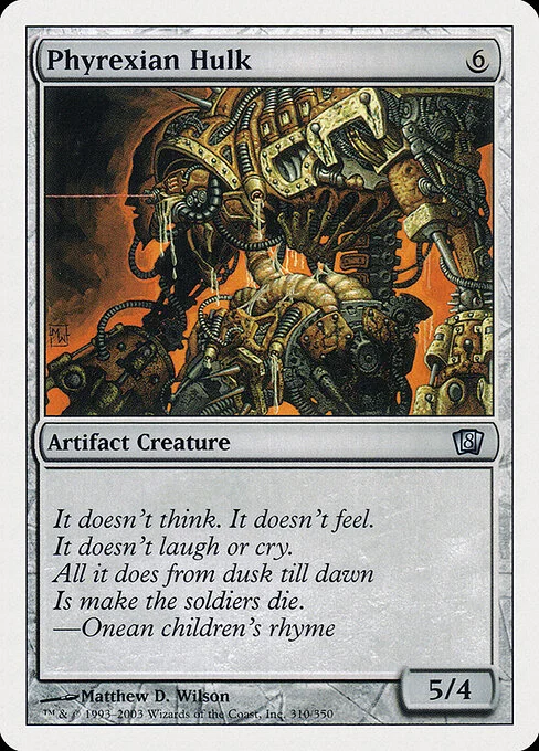 Phyrexian Hulk, carta Magic di tipo Artifact Creature — Phyrexian Golem illustrata da Matthew D. Wilson