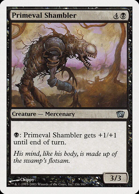 Primeval Shambler, carta Magic di tipo Creature — Horror Mercenary illustrata da Chippy
