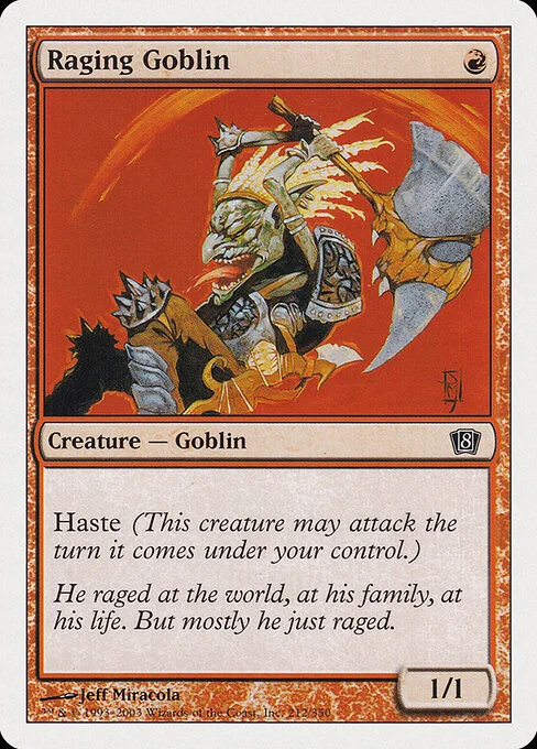 Raging Goblin, carta Magic di tipo Creature — Goblin Berserker illustrata da Jeff Miracola