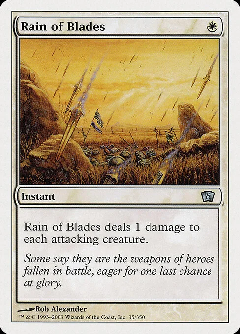 Rain of Blades, carta Magic di tipo Instant illustrata da Rob Alexander