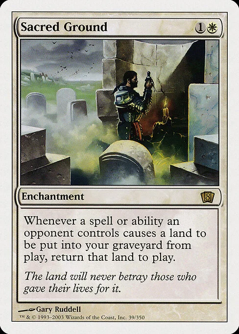 Sacred Ground, carta Magic di tipo Enchantment illustrata da Gary Ruddell