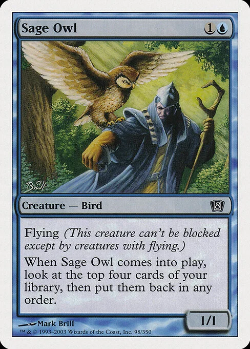 Sage Owl, carta Magic di tipo Creature — Bird illustrata da Mark Brill