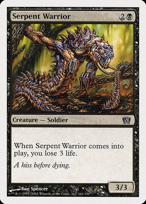 Serpent Warrior, carta Magic di tipo Creature — Snake Warrior illustrata da Ron Spencer