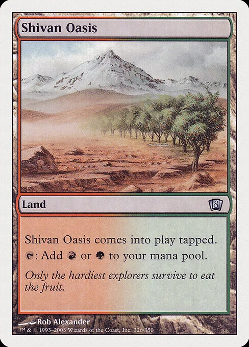 Shivan Oasis, carta Magic di tipo Land illustrata da Rob Alexander