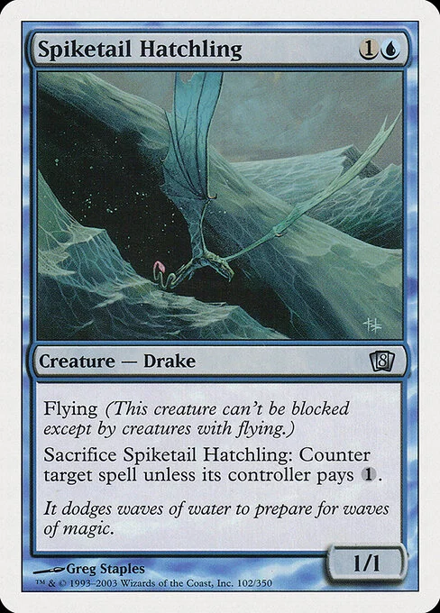 Spiketail Hatchling, carta Magic di tipo Creature — Drake illustrata da Greg Staples