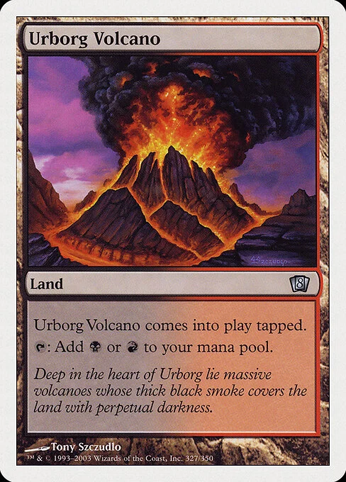 Urborg Volcano, carta Magic di tipo Land illustrata da Tony Szczudlo