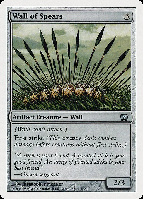 Wall of Spears, carta Magic di tipo Artifact Creature — Wall illustrata da Christopher Moeller