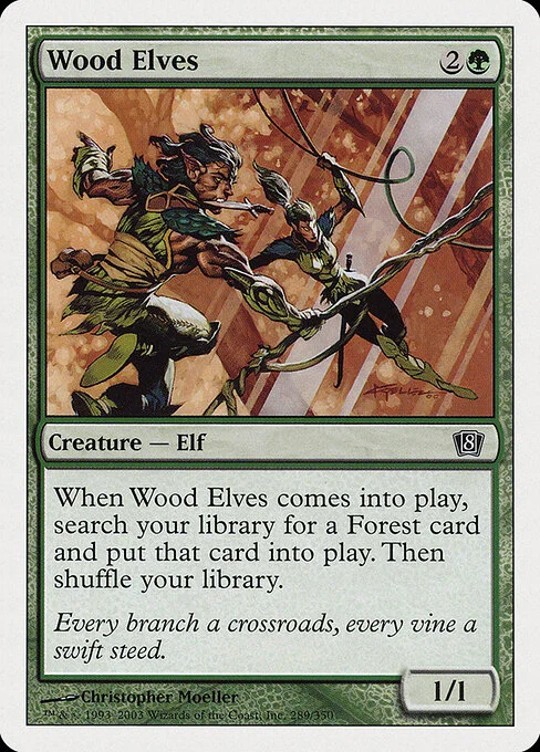 Wood Elves, carta Magic di tipo Creature — Elf Scout illustrata da Christopher Moeller