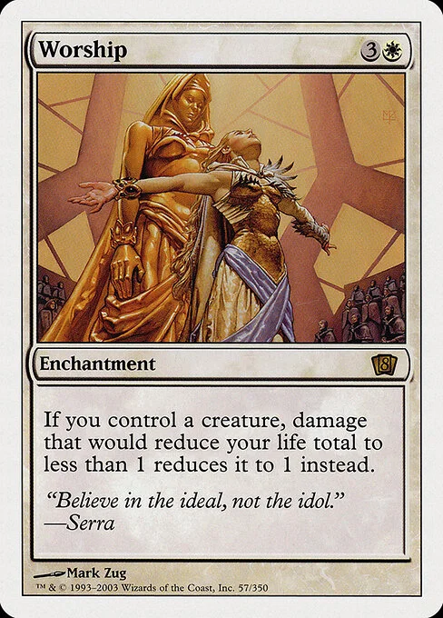 Worship, carta Magic di tipo Enchantment illustrata da Mark Zug