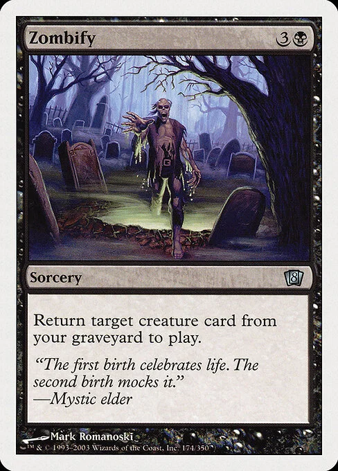 Zombify, carta Magic di tipo Sorcery illustrata da Mark Romanoski