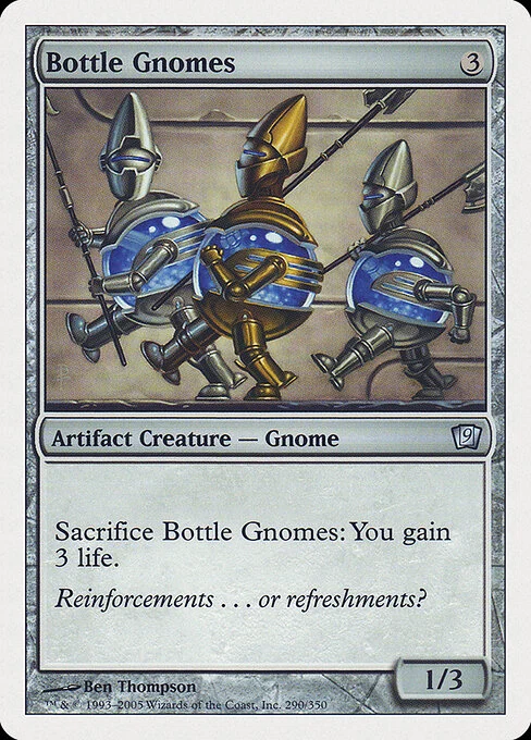Bottle Gnomes, carta Magic di tipo Artifact Creature — Gnome illustrata da Ben Thompson