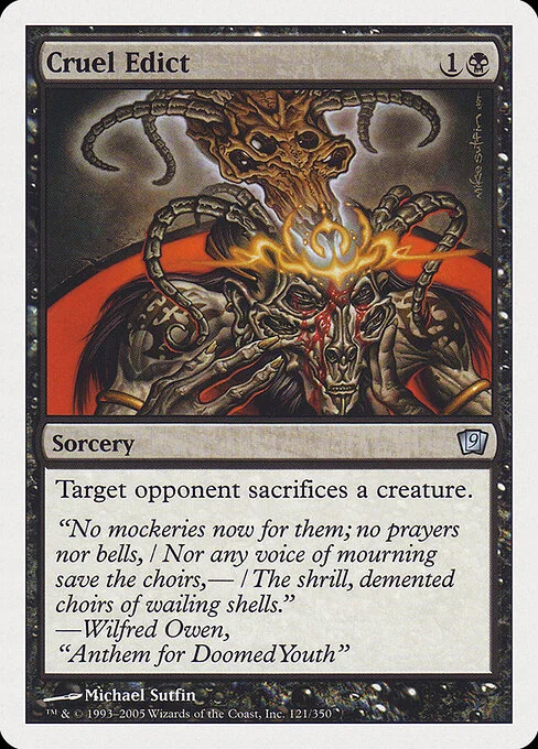 Cruel Edict, carta Magic di tipo Sorcery illustrata da Michael Sutfin