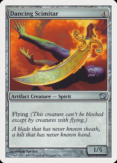 Dancing Scimitar, carta Magic di tipo Artifact Creature — Spirit illustrata da Ron Spears