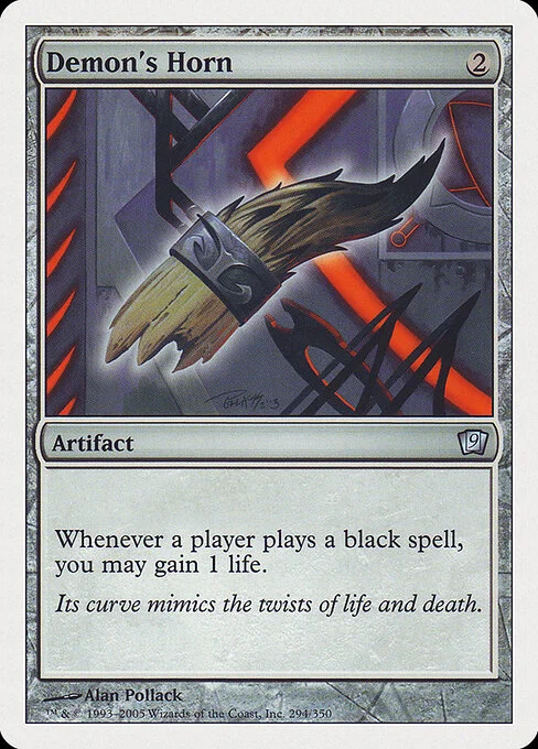 Demon's Horn, carta Magic di tipo Artifact illustrata da Alan Pollack