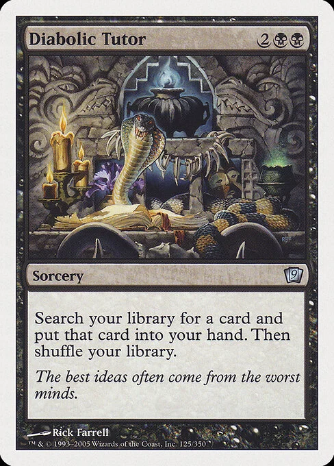 Diabolic Tutor, carta Magic di tipo Sorcery illustrata da Rick Farrell