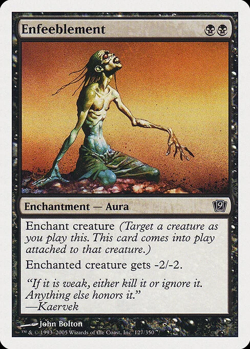 Enfeeblement, carta Magic di tipo Enchantment — Aura illustrata da John Bolton