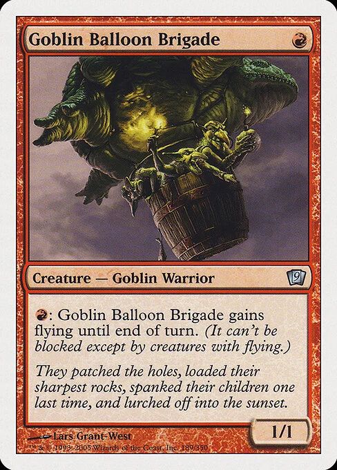 Goblin Balloon Brigade, carta Magic di tipo Creature — Goblin Warrior illustrata da Lars Grant-West
