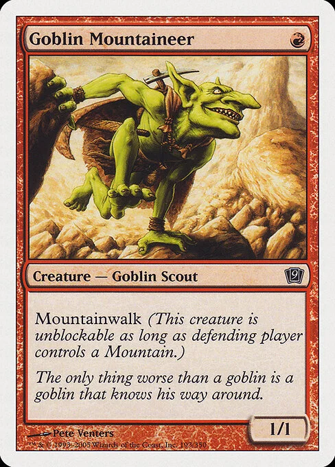 Goblin Mountaineer, carta Magic di tipo Creature — Goblin Scout illustrata da Pete Venters