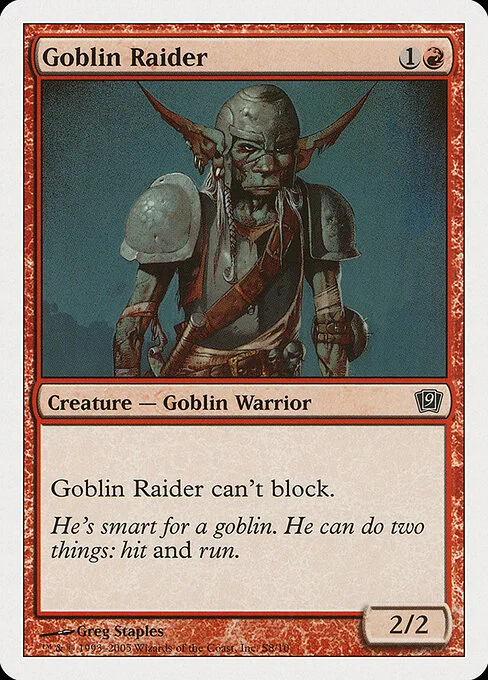 Goblin Raider, carta Magic di tipo Creature — Goblin Warrior illustrata da Greg Staples